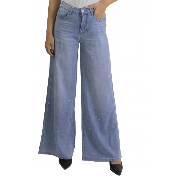 Jeans palazzo con brillantini "Vale"